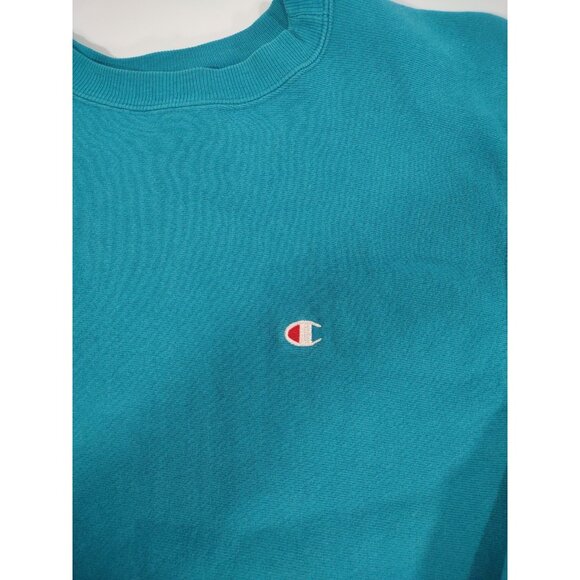 Vintage 90s Champion Reverse Weave Logo Blue Crewneck Sweatshirt XL  Mad… - Picture 4 of 9